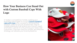 How can your business stand out with Custom Baseball Caps With Logo