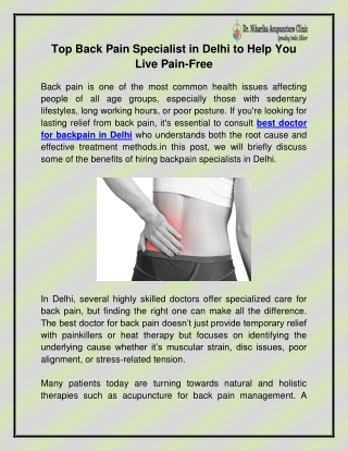 Best doctor for backpain in Delhi