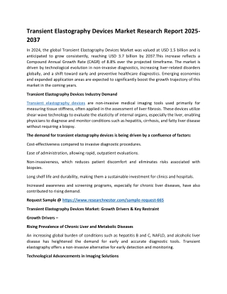 Transient Elastography Devices Market Size | Showing Impressive Growth by 2037