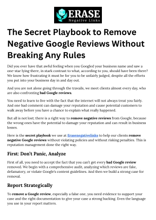 The Secret Playbook to Remove Negative Google Reviews Without Breaking Any Rules