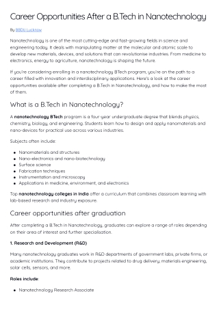 Career Opportunities After a B.Tech in Nanotechnology