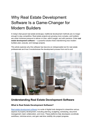 Why Real Estate Development Software Is a Game-Changer for Modern Builders