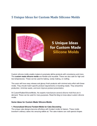5 Unique Ideas for Custom Made Silicone Molds