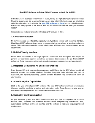 Best ERP Software in Dubai What Features to Look for in 2025