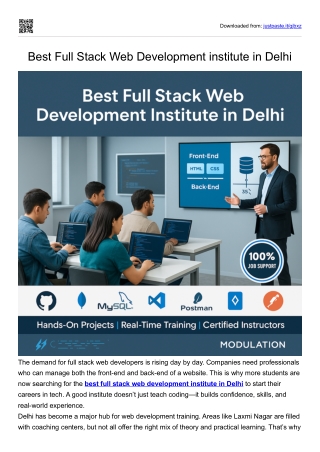 Best Full Stack Web Development institute in Delhi