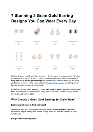 7 Stunning 3 Gram Gold Earring Designs You Can Wear Every Day