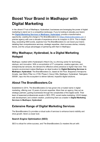 Boost Your Brand in Madhapur with Digital Marketing