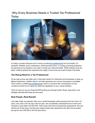 Why Every Business Needs a Trusted Tax Professional Today