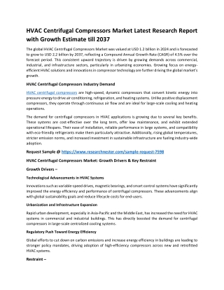HVAC Centrifugal Compressors Market : The Next USD 2.2 Billion Market