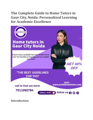 Home Tutors in Gaur City Noida | Lady Home tutor near me | Noida Home tutor