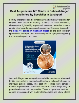 Best IVF centre in Subhash Nagar