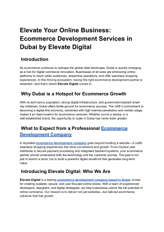 Elevate Your Online Business_ Ecommerce Development Services in Dubai by Elevate Digital