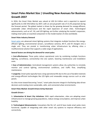 Smart Poles Market Players and Forecast Till 2037