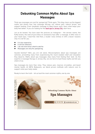 Debunking Common Myths About Spa Massages