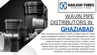 Wavin Pipe Distributors in Ghaziabad Supporting Modern Infrastructure Development