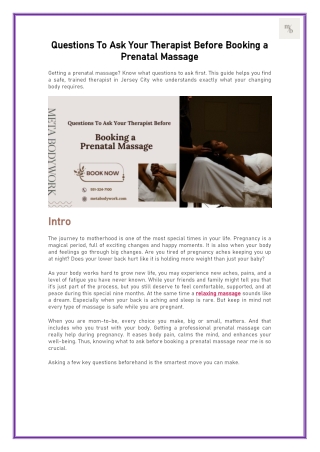 Questions To Ask Your Therapist Before Booking a Prenatal Massage