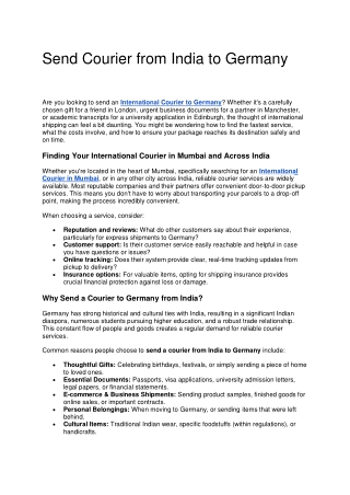 Send Courier from India to Germany