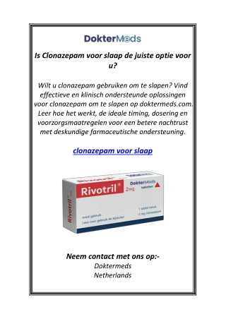 Is Clonazepam voor slaap de juiste optie voor u?