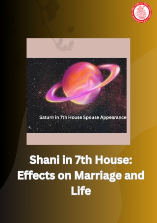 Shani in 7th House Effects on Marriage and Life