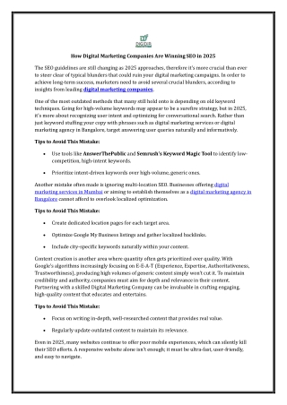 How Digital Marketing Companies Are Winning SEO in 2025