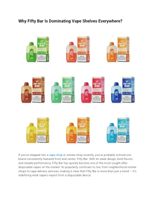 Why Fifty Bar Is Dominating Vape Shelves Everywhere_