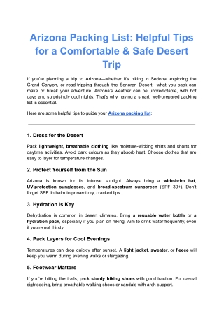 Arizona Packing List | What to Pack for Your Desert Adventure