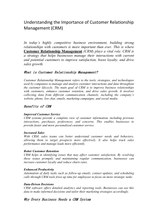 Customer Relationship Management Made Easy