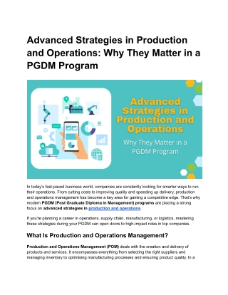 Advanced Strategies in Production and Operations_ Why They Matter in a PGDM Program