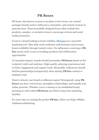 pr boxes