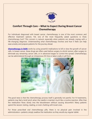 Comfort Through Care What to Expect During Breast Cancer Chemotherapy
