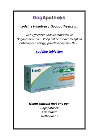 codeïne tabletten | Dagapotheek.com