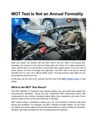 MOT Test Is Not an Annual Formality