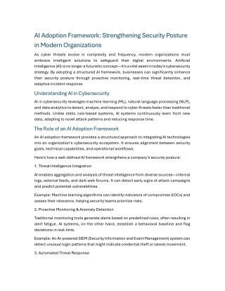 AI Adoption Framework Strengthening Security Posture in Modern Organizations