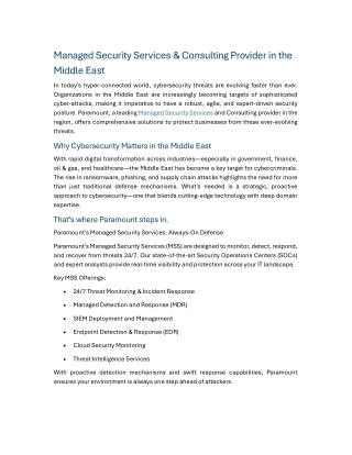 Managed Security Services & Consulting Provider in the Middle East