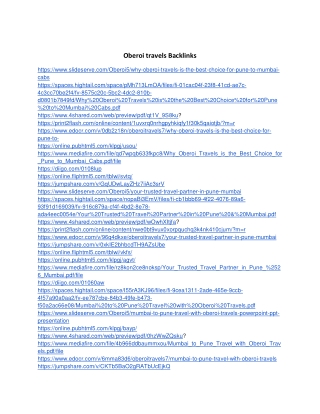Oberoi travels Backlinks