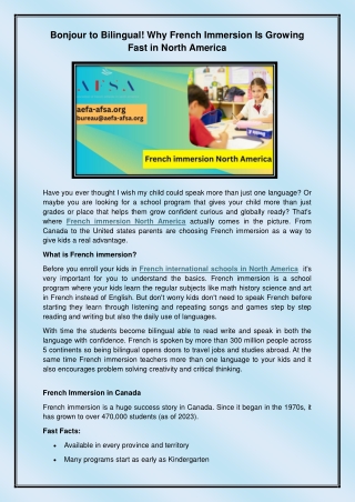 French immersion North America