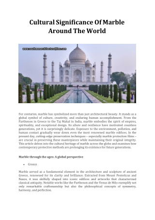 Cultural Significance Of Marble Around The World