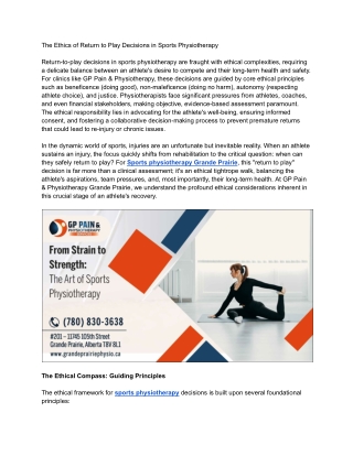 The Ethics of Return to Play Decisions in Sports Physiotherapy