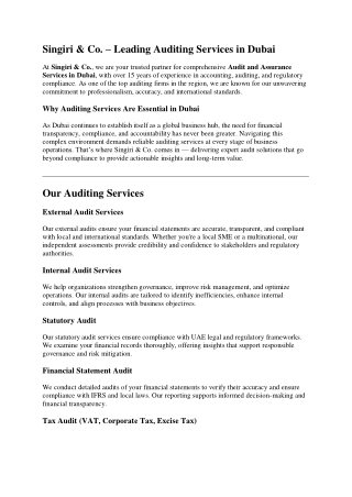 Auditing Services in Dubai