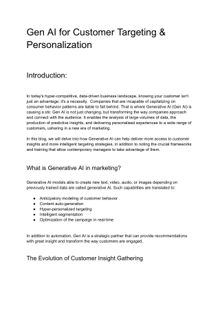 Gen AI for Customer Targeting & Personalization