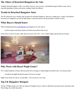 Find Beautiful Detached Bungalows for Sale