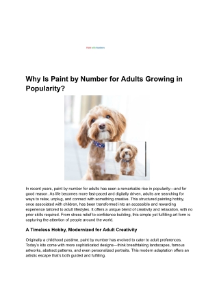 Why Is Paint by Number for Adults Growing in Popularity?