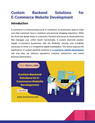 Custom Backend Solutions for E-Commerce Website Development_Tech Leona