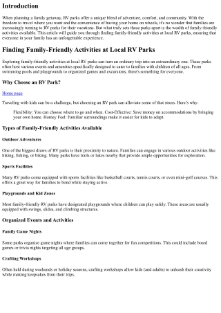 Finding Family-Friendly Activities at Local RV Parks