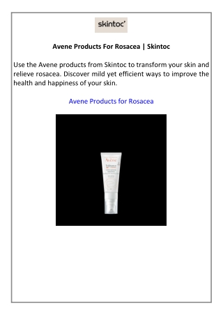 Avene Products For Rosacea  Skintoc