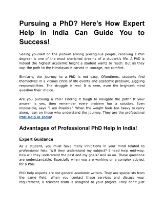 Pursuing a PhD_ Here’s How Expert Help in India Can Guide You to Success!