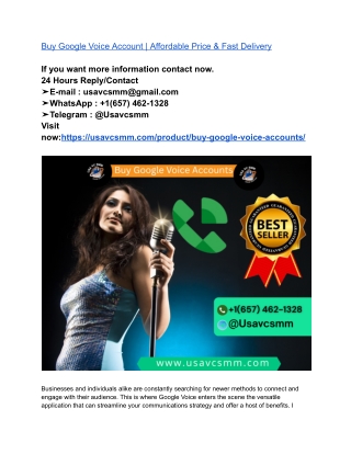 Buy Google Voice Account _ Affordable Price & Fast Delivery