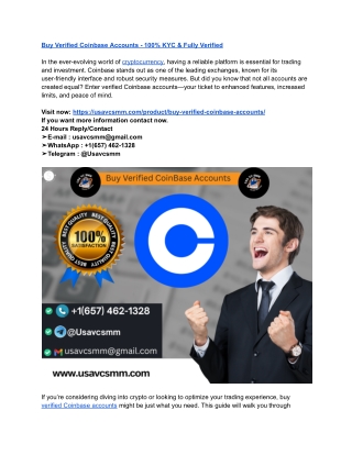 Buy Verified Coinbase Accounts - 100% KYC & Fully Verified