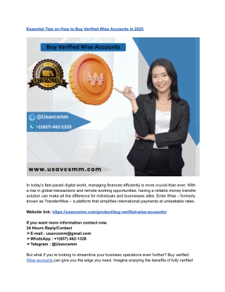 Essential Tips on How to Buy Verified Wise Accounts in 2025