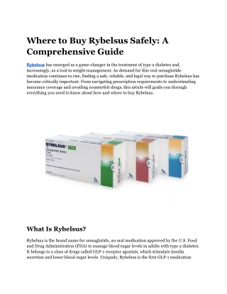 Rybelsus Where to Buy